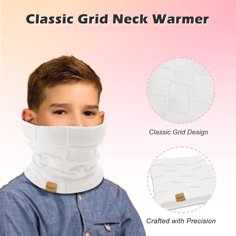 Vogium Kids Double-layer Knit Neck Warmer Gaiter | Thermal Fleece Face Cover for 6-14 Year Olds Boys Girls | Ski, Play - Image 3
